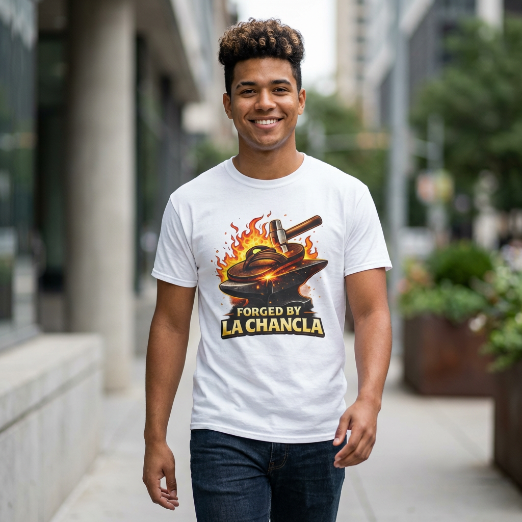 Forged by La Chancla Graphic Tee — Streetwear T‑Shirt — Ni de Aquí Ni de Allá